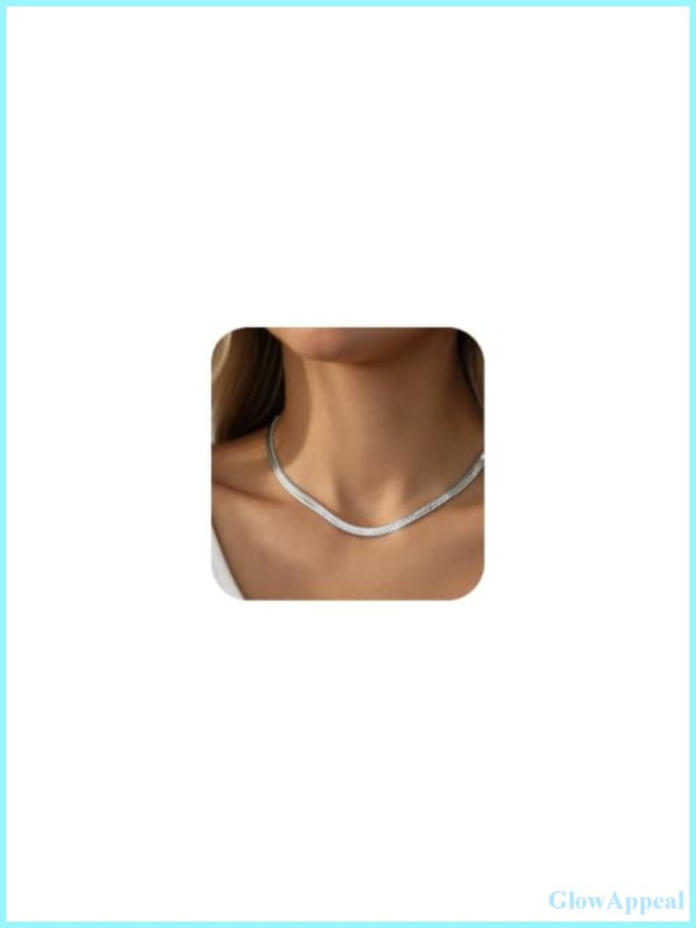Silver Plated Herringbone Necklace Dainty Snake Chain Choker